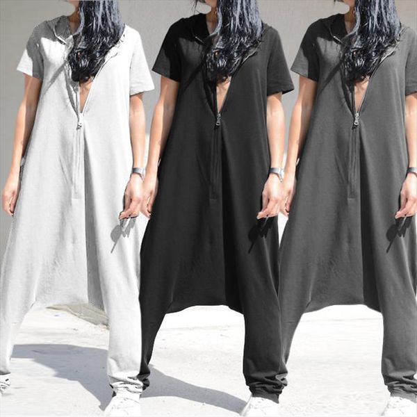 vintage women jumpsuits short sleeve hoodies playsuits casual drop crotch pantalon zipper long rompers plus size overall, Black;white
vintage women jumpsuits short sleeve hoodies playsuits casual drop crotch pantalon zipper long rompers plus size overall, Black;white