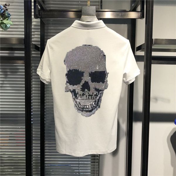 short sleeve casual drill color clothes summer male diamond stone polo shirt brands male 03, White;black
short sleeve casual drill color clothes summer male diamond stone polo shirt brands male 03, White;black