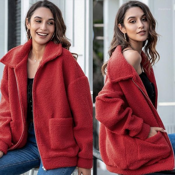 women warm plush fur coat long sleeve thicken zipper fur jacket lapel loose 1, Black
women warm plush fur coat long sleeve thicken zipper fur jacket lapel loose 1, Black