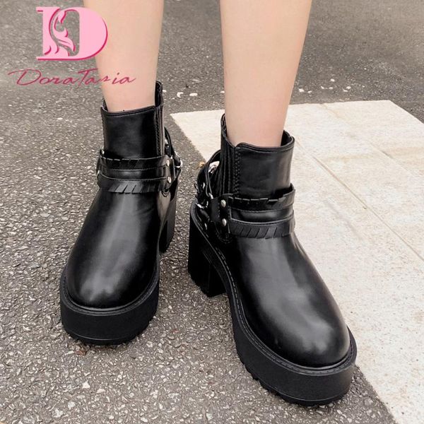 boots doratasia 2021 arrivals women motorcycle square heel round toe chain med platform spring/autumn shoes, Black
boots doratasia 2021 arrivals women motorcycle square heel round toe chain med platform spring/autumn shoes, Black