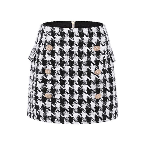new fashion runway 2020 designer skirt women's metal lion buttons embellished houndstooth tweed mini skirt drop shipping, Black
new fashion runway 2020 designer skirt women's metal lion buttons embellished houndstooth tweed mini skirt drop shipping, Black