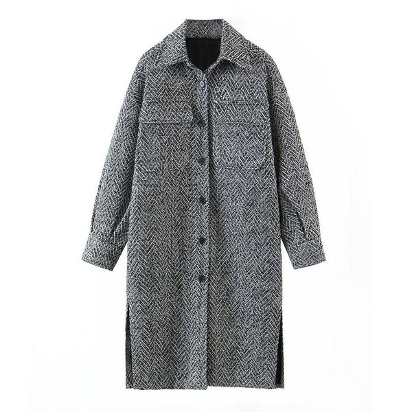 women's wool & blends 2021autumn winter european american tweed long shirt black turn-down collar high street fashion single breasted c
women's wool & blends 2021autumn winter european american tweed long shirt black turn-down collar high street fashion single breasted c