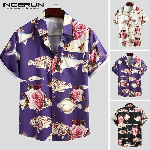 men's casual shirts incerun printed men hawaiian shirt short sleeve beach streetwear turn-down collar fashion blouse breathable camisa, White;black
men's casual shirts incerun printed men hawaiian shirt short sleeve beach streetwear turn-down collar fashion blouse breathable camisa, White;black