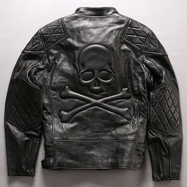 skull leather jacket mens automotive cow leather genuine biker coats man plus size 4xl spring vintage streetwear a5911, Black
skull leather jacket mens automotive cow leather genuine biker coats man plus size 4xl spring vintage streetwear a5911, Black