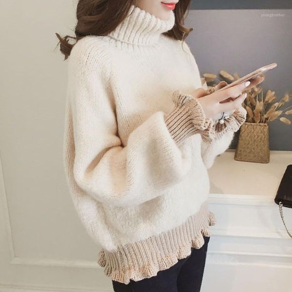 women's sweaters autumn short sweater pullover turtleneck solid color fashionable casual 2021 female lantern sleeve elegent knit1, White;black
women's sweaters autumn short sweater pullover turtleneck solid color fashionable casual 2021 female lantern sleeve elegent knit1, White;black