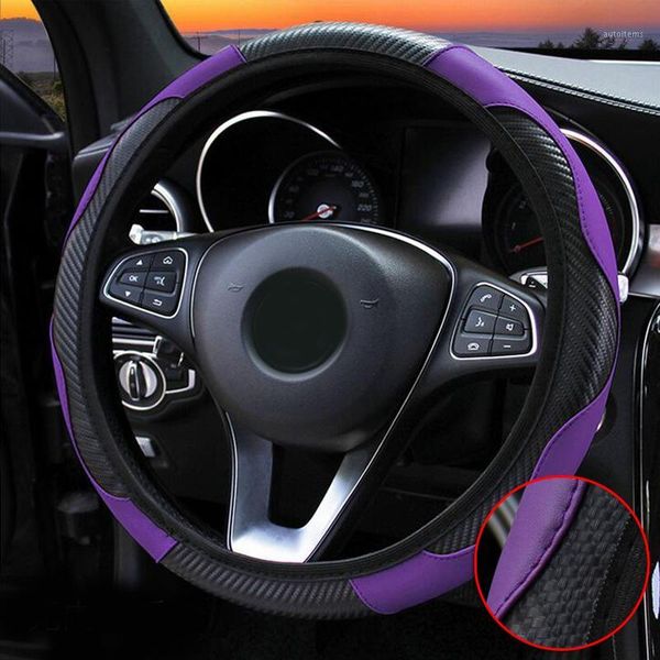 1x steering wheel cover car interior black+purple carbon fiber leather protection for 37-38cm diameter easy styling decoration1
1x steering wheel cover car interior black+purple carbon fiber leather protection for 37-38cm diameter easy styling decoration1