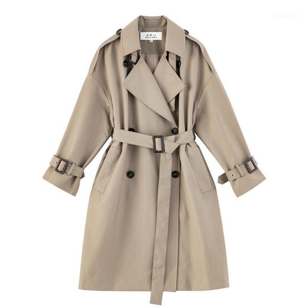 2021 spring autumn oversize long trench coat women's new korean loose double breasted classic windbreaker female overcoats m5311, Tan;black
2021 spring autumn oversize long trench coat women's new korean loose double breasted classic windbreaker female overcoats m5311, Tan;black