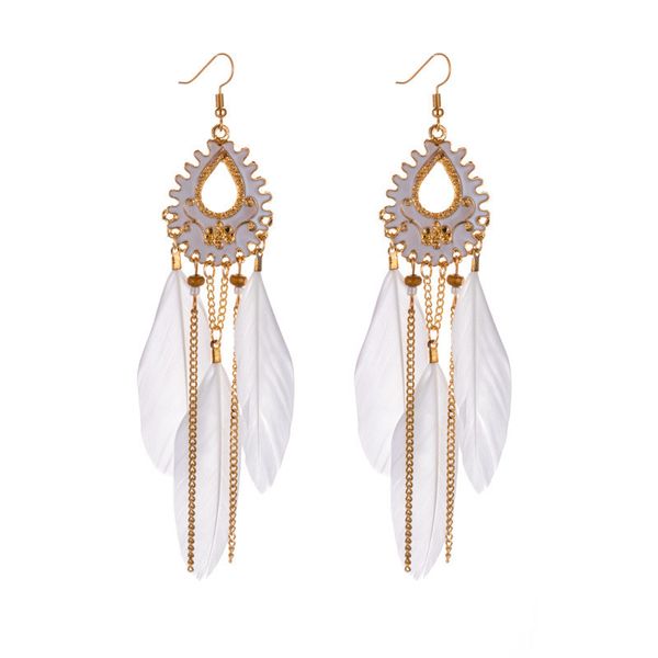 10pairs/lot water drop feather tassel earring bohemian dream catcher chain ear hook women ethnic style metal dangle earrings jewelry, Silver
10pairs/lot water drop feather tassel earring bohemian dream catcher chain ear hook women ethnic style metal dangle earrings jewelry, Silver