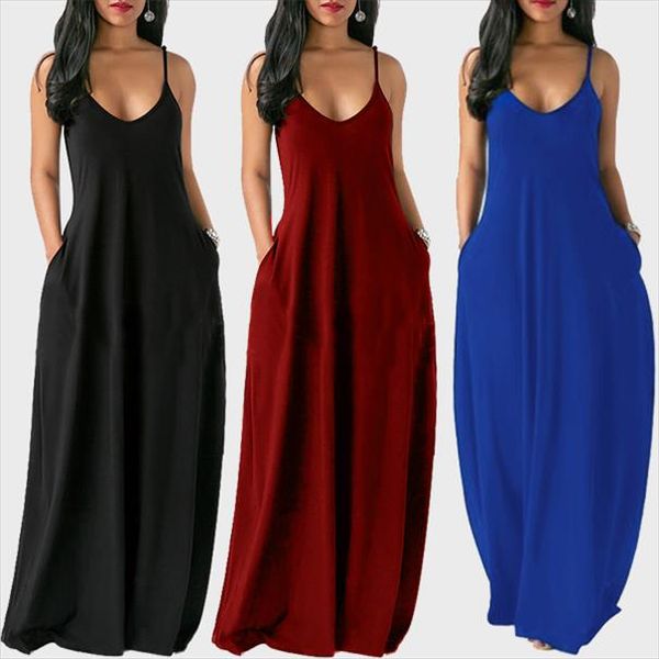 women spaghetti strap maxi dress summer solid backless female beach dress casual sleeveless plus size vestidos dresses, Black;gray
women spaghetti strap maxi dress summer solid backless female beach dress casual sleeveless plus size vestidos dresses, Black;gray