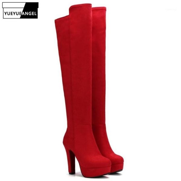 faux suede over knee boots women round toe platform side zip footwear for female super high heel winter fashion wedding shoes1, Black
faux suede over knee boots women round toe platform side zip footwear for female super high heel winter fashion wedding shoes1, Black
