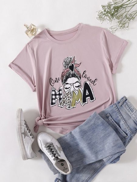plus figure and letter graphic tee r5kk#, Black