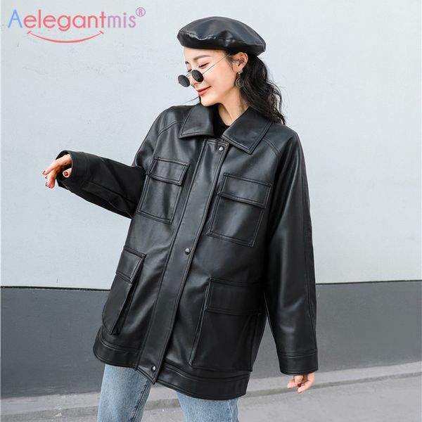 aelegantmis new long loose pu faux leather jacket women casual soft leather jacket with belt ladies plus size outerwear black 201030
aelegantmis new long loose pu faux leather jacket women casual soft leather jacket with belt ladies plus size outerwear black 201030
