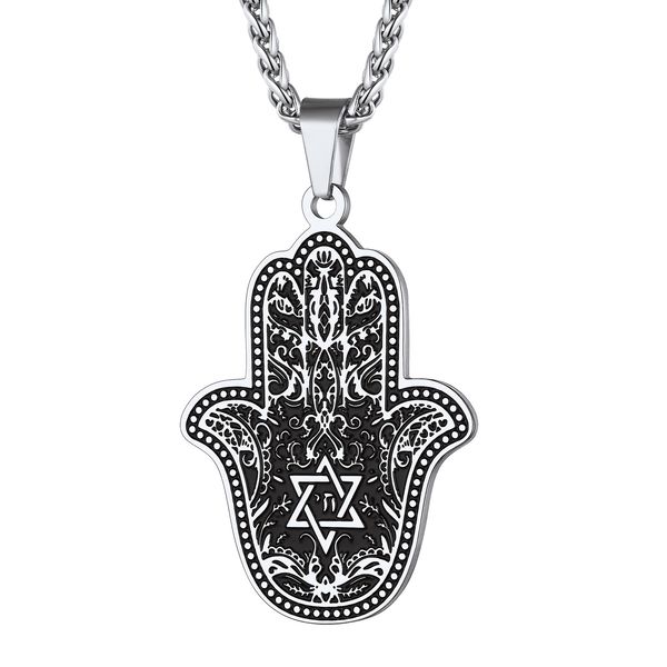 vintage hamsa hand of fatima evil eye necklace good luck success amulet jewelry stainless steel necklace for men women cp741, Silver
vintage hamsa hand of fatima evil eye necklace good luck success amulet jewelry stainless steel necklace for men women cp741, Silver
