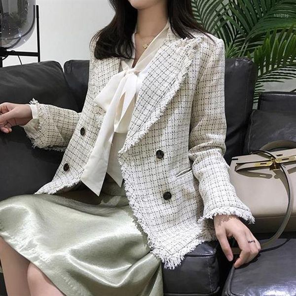 bella philosophy 2020 autumn new women vintage plaid tweed blazer coat lady double breasted tassel jacket femme office outerwear1, White;black
bella philosophy 2020 autumn new women vintage plaid tweed blazer coat lady double breasted tassel jacket femme office outerwear1, White;black