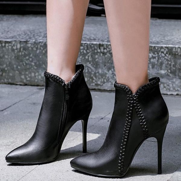 braiding style pointed toe western ankle boots women high heel short booties side zip china factory wholesale big size, Black
braiding style pointed toe western ankle boots women high heel short booties side zip china factory wholesale big size, Black
