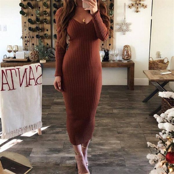 fashion women's autumn winter knitted v-neck dresses lady bodycon long sleeve pencil party dress backless solid color dress1, Black;gray
fashion women's autumn winter knitted v-neck dresses lady bodycon long sleeve pencil party dress backless solid color dress1, Black;gray