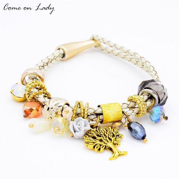 charm bracelets 4 color handmade tree of life flower multi- crystal ceramic leather rope chain hangling pendants br180, Golden;silver
charm bracelets 4 color handmade tree of life flower multi- crystal ceramic leather rope chain hangling pendants br180, Golden;silver