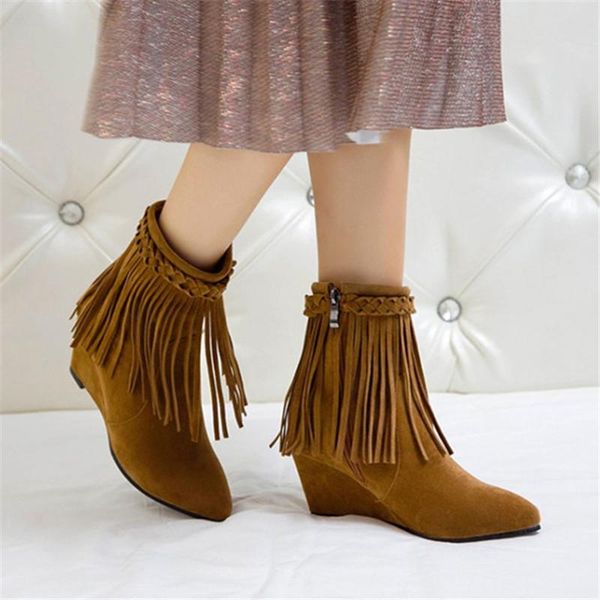 pxelena large size 34-45 fashion 2020 women tassel ankle boots wedge high heels shoes faux suede fringe boots office lady daily, Black
pxelena large size 34-45 fashion 2020 women tassel ankle boots wedge high heels shoes faux suede fringe boots office lady daily, Black