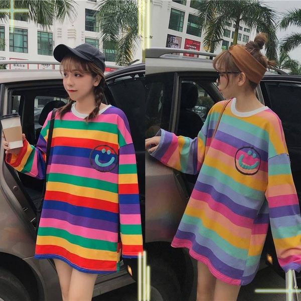 punk spring causal tshirt strteetwear women striped t-shirt rainbow shirt female harajuku kawaii loose shirts plus size girl1, White
punk spring causal tshirt strteetwear women striped t-shirt rainbow shirt female harajuku kawaii loose shirts plus size girl1, White
