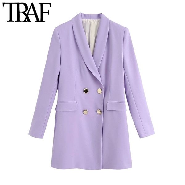 traf women fashion office wear double breasted blazer coat vintage long sleeve flap pockets female outerwear chic lj201214, White;black
traf women fashion office wear double breasted blazer coat vintage long sleeve flap pockets female outerwear chic lj201214, White;black
