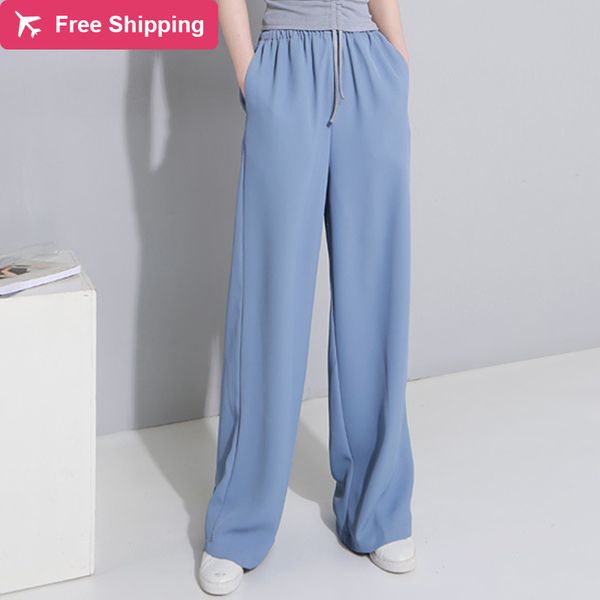 broad-legged capri feminine trousers for loose women elastic waistbands high in a straight line solid the office women's pants, Black;white
broad-legged capri feminine trousers for loose women elastic waistbands high in a straight line solid the office women's pants, Black;white