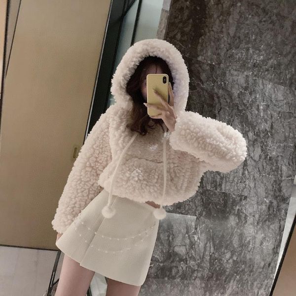 women's fur & faux short pullover sweater hooded winter bubble fleece loose cloak coat jacket plush, Black
women's fur & faux short pullover sweater hooded winter bubble fleece loose cloak coat jacket plush, Black