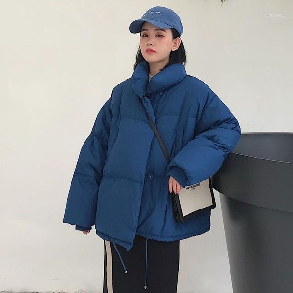 korean style 2019 winter jacket women stand collar solid black white female down coat loose oversized womens short parka1
korean style 2019 winter jacket women stand collar solid black white female down coat loose oversized womens short parka1
