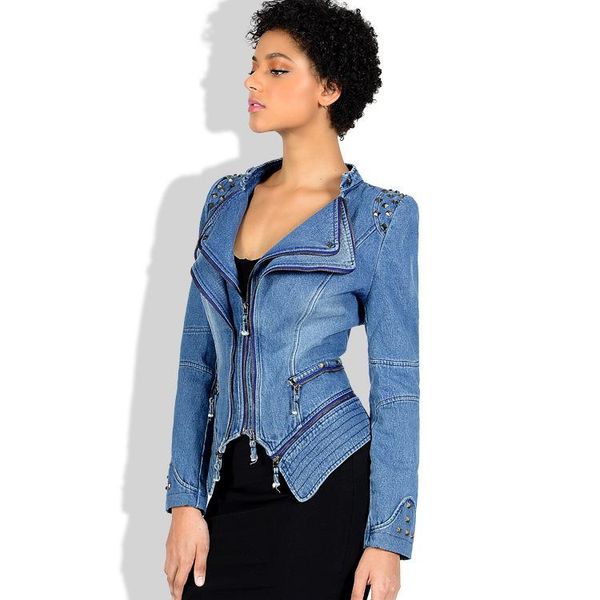 2020 new winter slim shrug rivet zipper stitching short denim motorcycle jacket women, Black;brown
2020 new winter slim shrug rivet zipper stitching short denim motorcycle jacket women, Black;brown