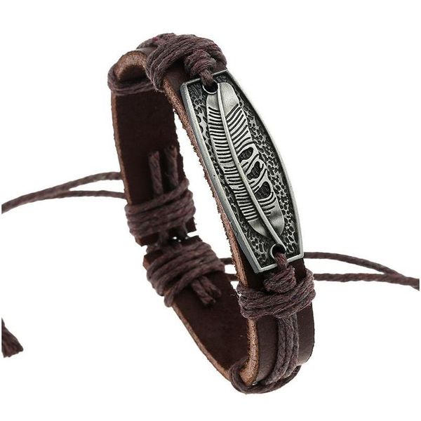 feather casual handmade woven vintage bronze charm brown genuine leather bracelets men women jewelry wholesale acc qylsfg, Golden;silver
feather casual handmade woven vintage bronze charm brown genuine leather bracelets men women jewelry wholesale acc qylsfg, Golden;silver