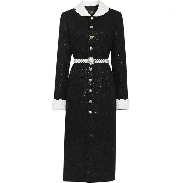 autumn winter single-breasted woolen coat women small fragrance tweed outerwear with belt1, Black
autumn winter single-breasted woolen coat women small fragrance tweed outerwear with belt1, Black