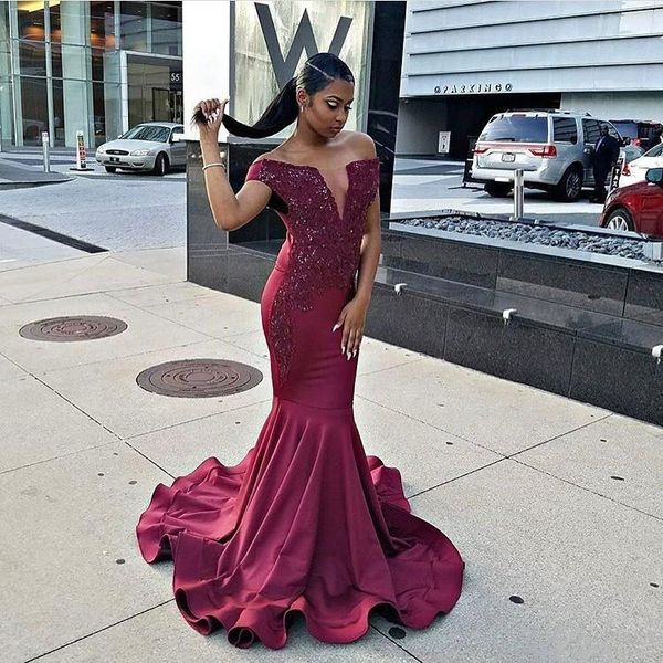 african prom dresses plus size off shoulder sleeves burgundy mermaid evening gowns for women party dresses p186, Black
african prom dresses plus size off shoulder sleeves burgundy mermaid evening gowns for women party dresses p186, Black