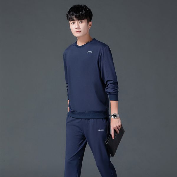 2020 new round neck sportswear casual student suit two piece spring and autumn sweater men's coat, Gray 
2020 new round neck sportswear casual student suit two piece spring and autumn sweater men's coat, Gray
