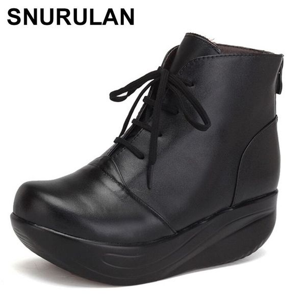 boots snurulan solid black women lace up genuine leather winter warm wedges platform swing shoes big size short
boots snurulan solid black women lace up genuine leather winter warm wedges platform swing shoes big size short