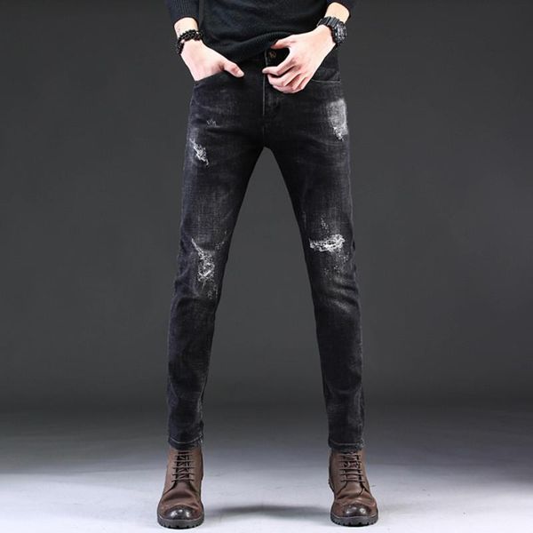 new fashion men stretch black ripped jeans classic comfortable soft fit slim denim trousers casual long pencil pants, Blue
new fashion men stretch black ripped jeans classic comfortable soft fit slim denim trousers casual long pencil pants, Blue