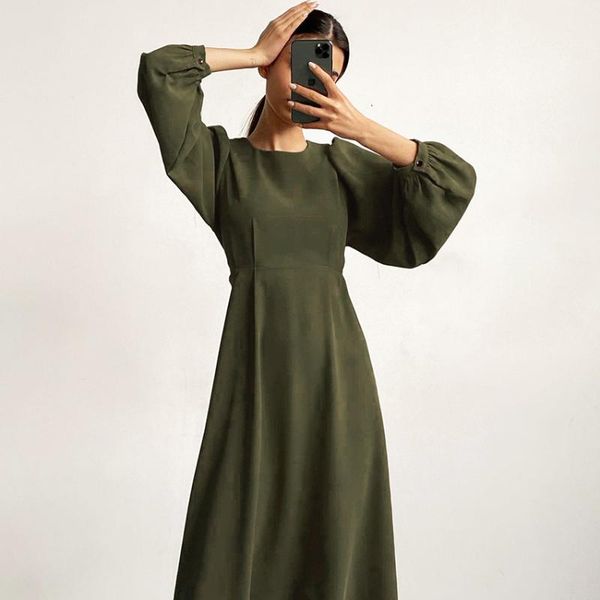 casual dresses women's long dress autumn retro elegant round french style neck slim fashion lantern sleeve 2021 female clothes, Black;gray
casual dresses women's long dress autumn retro elegant round french style neck slim fashion lantern sleeve 2021 female clothes, Black;gray