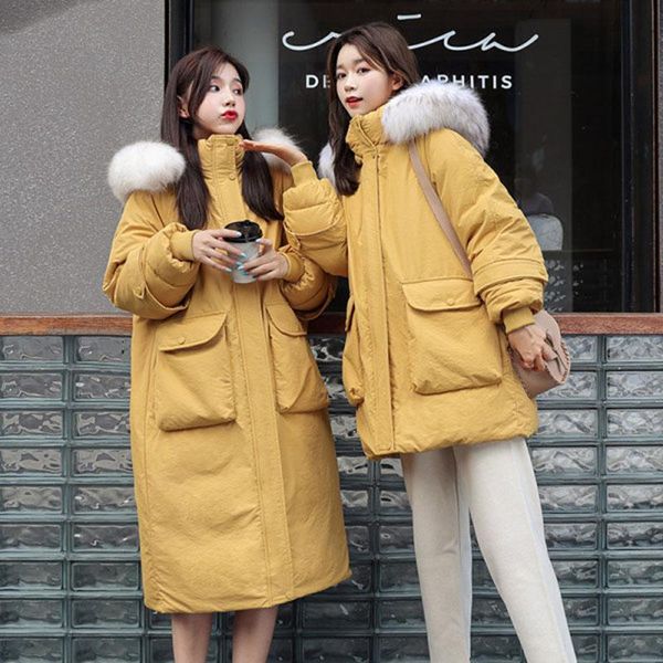 women's down & parkas winter cotton-padded jacket women hooded fur collar thickened warm bread cotton overcoat personality big pocket d, Black
women's down & parkas winter cotton-padded jacket women hooded fur collar thickened warm bread cotton overcoat personality big pocket d, Black