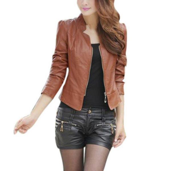women's jackets pu leather jacket zipper coat womens girls winter slim biker motorcycle 2021 autumn women clothes, Black;brown
women's jackets pu leather jacket zipper coat womens girls winter slim biker motorcycle 2021 autumn women clothes, Black;brown