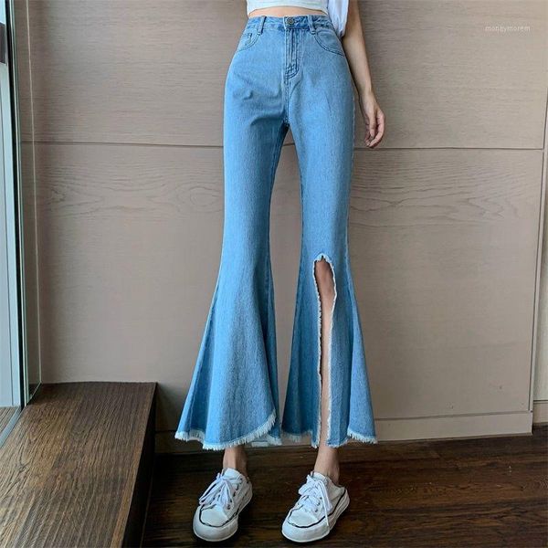 women's jeans luck a high waist solid korean women ripped hole flare pant bell bottom autumn denim slim cute bottoms1, Blue
women's jeans luck a high waist solid korean women ripped hole flare pant bell bottom autumn denim slim cute bottoms1, Blue