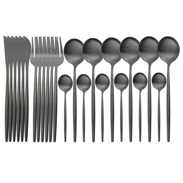 jankng 24pcs black matte cutlery set stainless steel dinnerware set knife fork spoon dinner set kitchen flatware tableware
jankng 24pcs black matte cutlery set stainless steel dinnerware set knife fork spoon dinner set kitchen flatware tableware