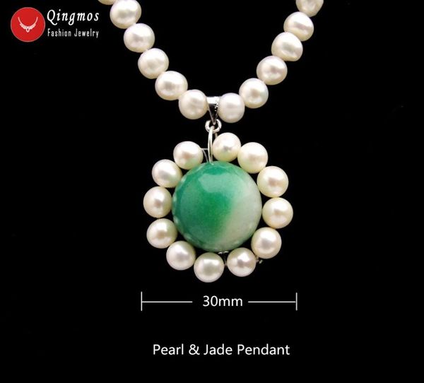 pendant necklaces qingmos trendy 30mm necklace for women with 6-7mm white natural pearl 18mm green stone 17" chokers, Silver
pendant necklaces qingmos trendy 30mm necklace for women with 6-7mm white natural pearl 18mm green stone 17" chokers, Silver