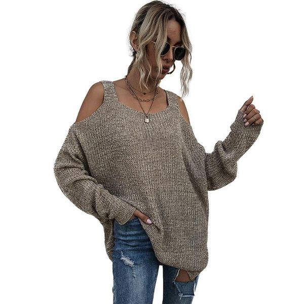 women long sleeve knit sweater casual loose solid color off-the-should pullover, White;black
women long sleeve knit sweater casual loose solid color off-the-should pullover, White;black