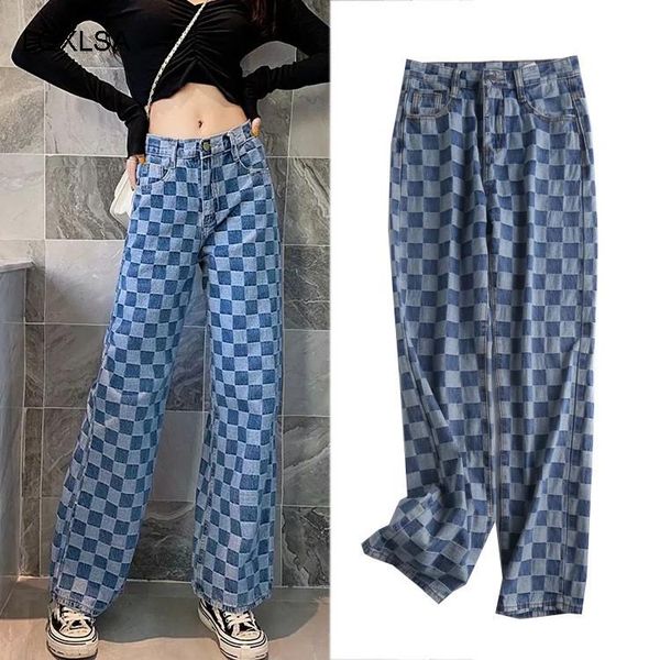 vintage y2k high waist plaid women streetwear straight long pants denim 90s checkered jeans 2021 contrast color, Blue
vintage y2k high waist plaid women streetwear straight long pants denim 90s checkered jeans 2021 contrast color, Blue