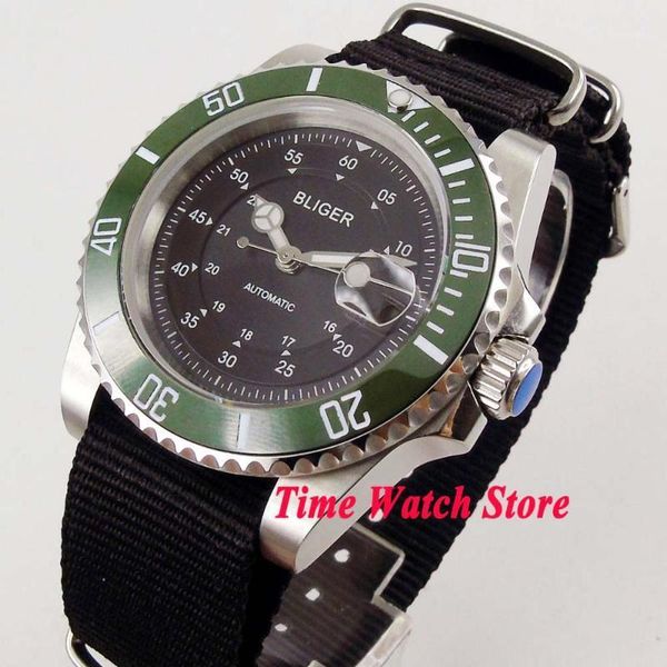 bliger 40mm miyota japan mechanical auto men's watch waterproof dive nylon strap black dial luminous sapphire green 1381, Slivery;brown
bliger 40mm miyota japan mechanical auto men's watch waterproof dive nylon strap black dial luminous sapphire green 1381, Slivery;brown
