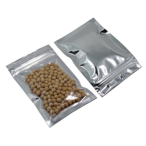 100pcs 14x20cm Clear Aluminum Foil Ziplock Package Bag Plastic Mylar Food Snack Storage Zipper Pouch For Snack Tea Crafts Retail H Bbybqt