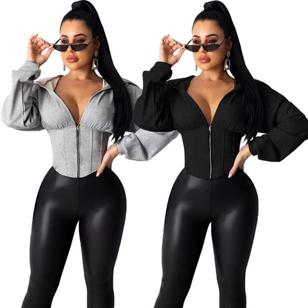 2020 spring and autumn elastic waist loose hooded long sleeve ladies jacket hy5125, Black
2020 spring and autumn elastic waist loose hooded long sleeve ladies jacket hy5125, Black