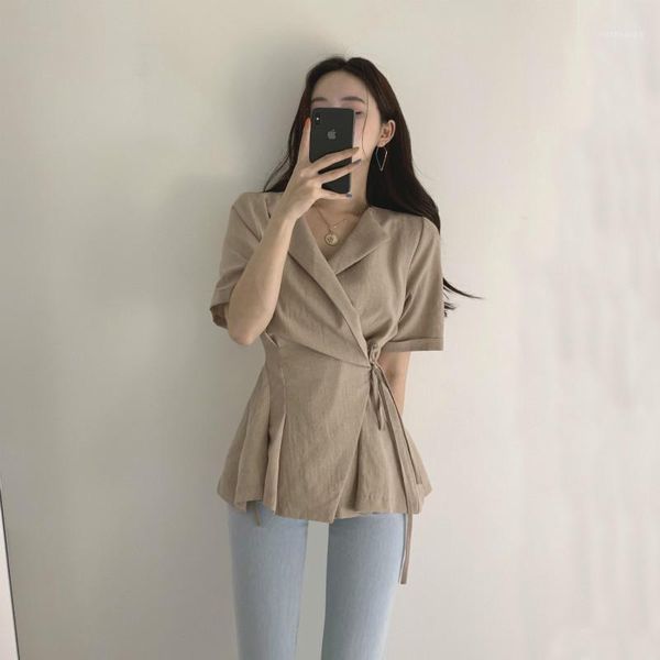 women summer and blouses vintage thin cross drawstring tunic solid color korean elegant chic ulzzang causal blusas femme1, White
women summer and blouses vintage thin cross drawstring tunic solid color korean elegant chic ulzzang causal blusas femme1, White