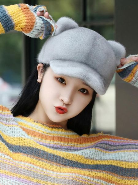new 2020 fashion japan and south korea series cute mink cat hat autumn and winter warm, Blue;gray
new 2020 fashion japan and south korea series cute mink cat hat autumn and winter warm, Blue;gray