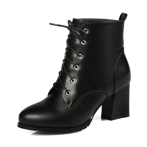 esveva 2020 square heels solid autumn sew ankle high-toe boots round-foot lace up women's shoes size 34-43, Black
esveva 2020 square heels solid autumn sew ankle high-toe boots round-foot lace up women's shoes size 34-43, Black