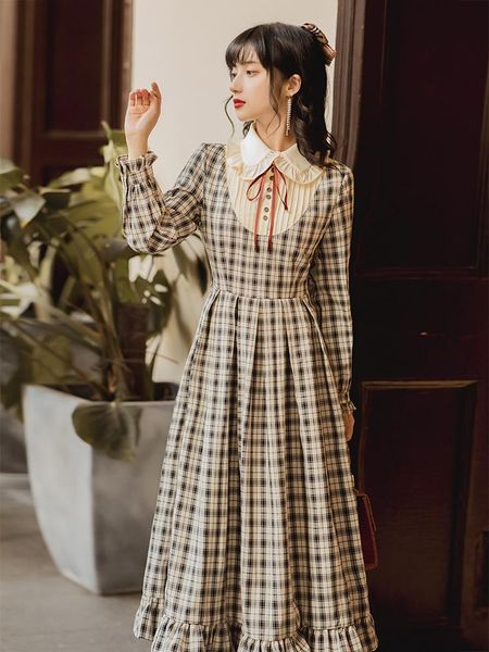 casual dresses 2021 fashion women's clothing full plaid vintage women woman dress, Black;gray
casual dresses 2021 fashion women's clothing full plaid vintage women woman dress, Black;gray