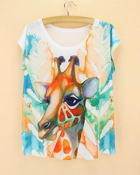 lovely giraffe pattern t-shirt short sleeve summer tee women tees europe & america fashion printed tshirt ing, White
lovely giraffe pattern t-shirt short sleeve summer tee women tees europe & america fashion printed tshirt ing, White